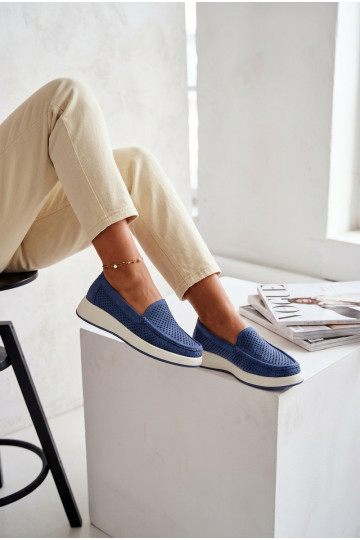 Women's Perforated Moccasins Sergio Leone MK097H Blue 2