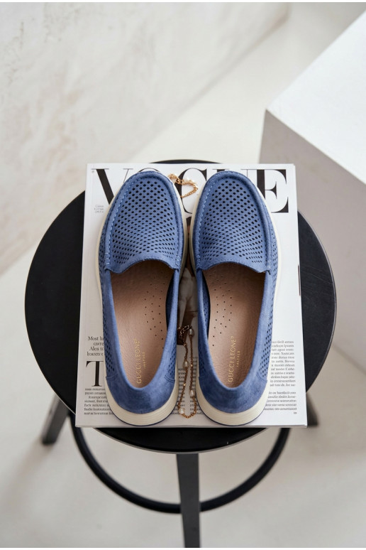 Women's Perforated Moccasins Sergio Leone MK097H Blue