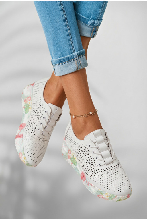 Leather Open Women's Shoes White Telina