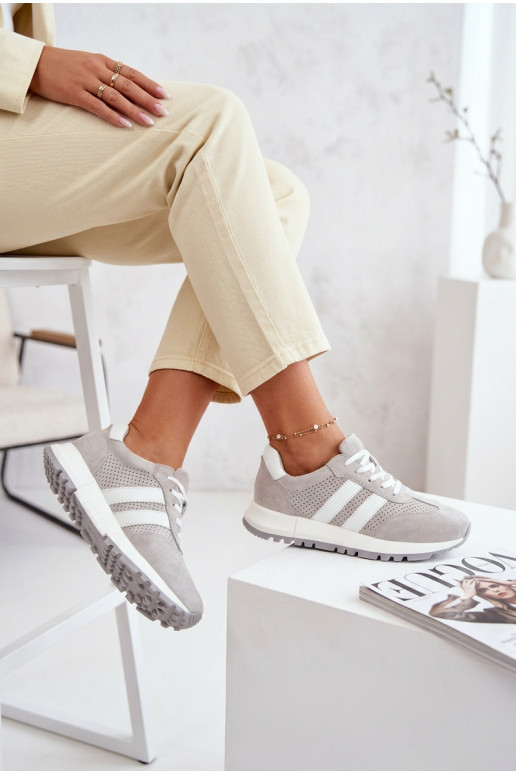 Women's Sneakers Gray Genuine Suede Marceline