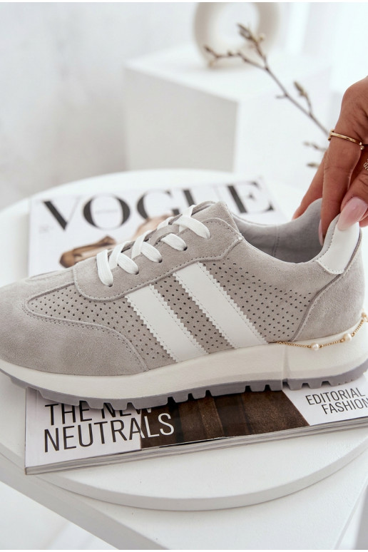 Women's Sneakers Gray Genuine Suede Marceline