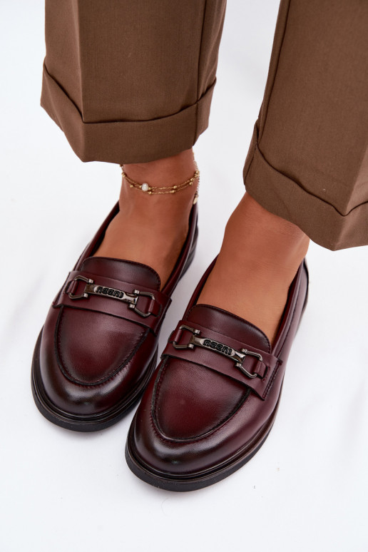 Leather Women's Moccasins Vinceza 39983 Burgundy