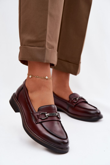 Leather Women's Moccasins Vinceza 39983 Burgundy 2