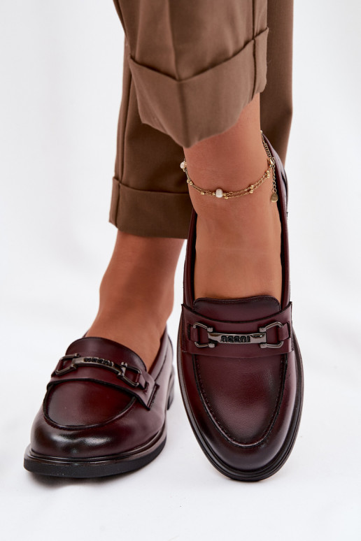 Leather Women's Moccasins Vinceza 39983 Burgundy