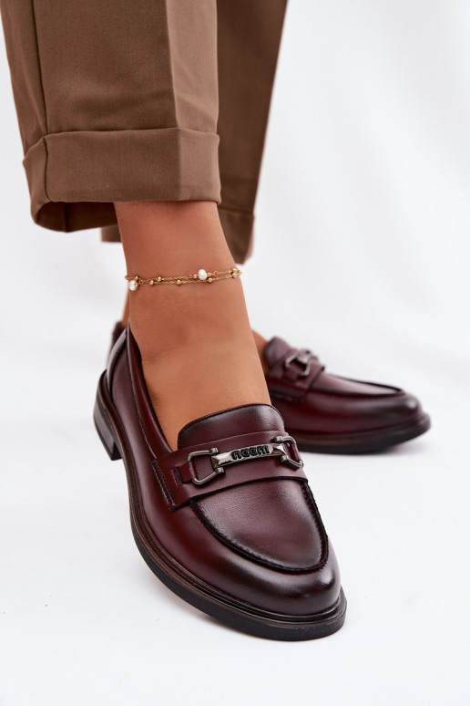 Leather Women's Moccasins Vinceza 39983 Burgundy