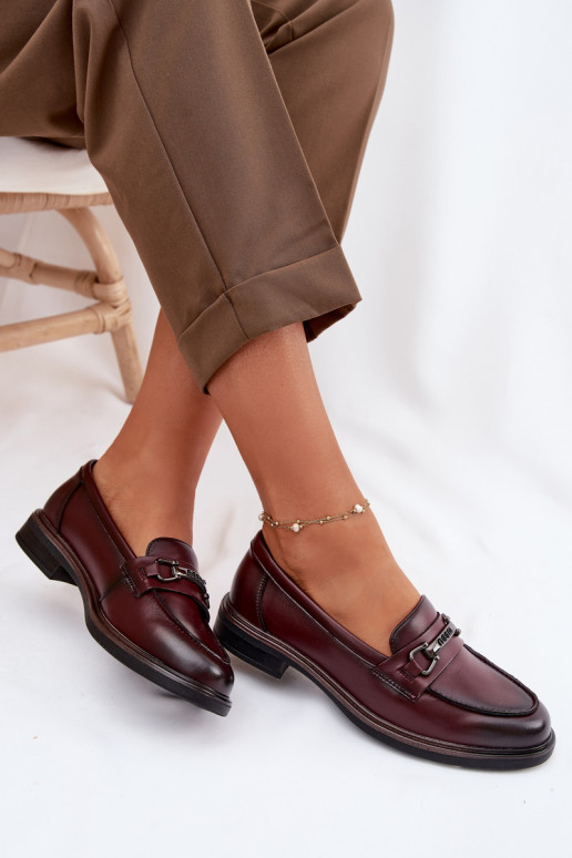 Leather Women's Moccasins Vinceza 39983 Burgundy