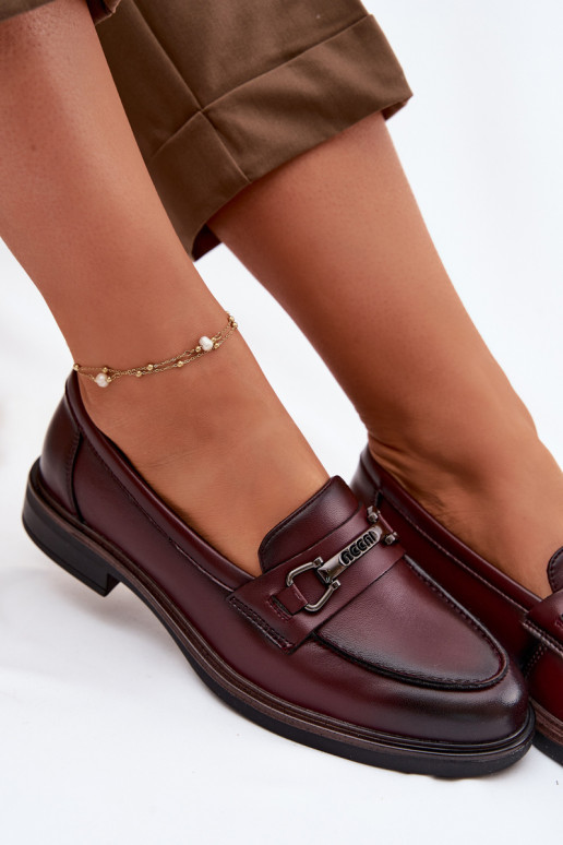 Leather Women's Moccasins Vinceza 39983 Burgundy