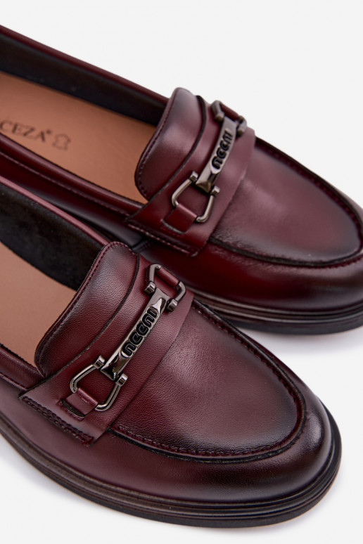 Leather Women's Moccasins Vinceza 39983 Burgundy
