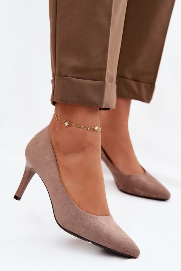 Eco Suede Heels Sergio Leone 1336 Light Brown 2