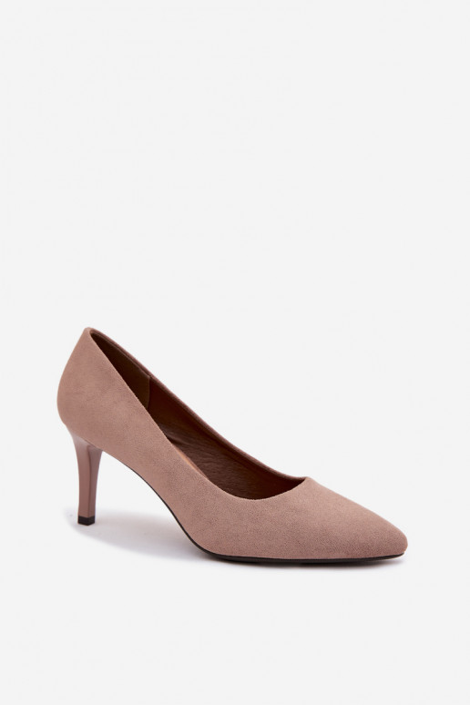 Szpilki Eko Zamszowe Sergio Leone 1336 Jasnobrązowe