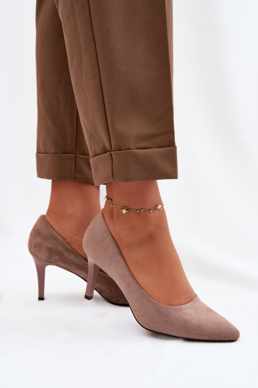 Eco Suede Heels Sergio Leone 1336 Light Brown