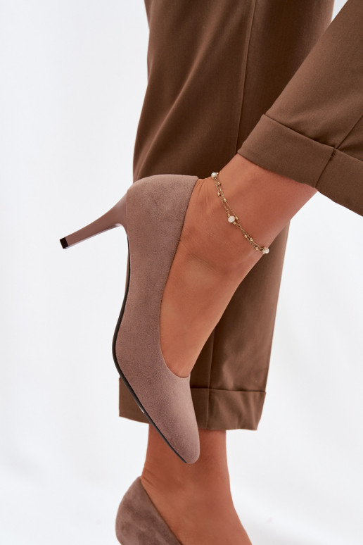 Eco Suede Heels Sergio Leone 1336 Light Brown