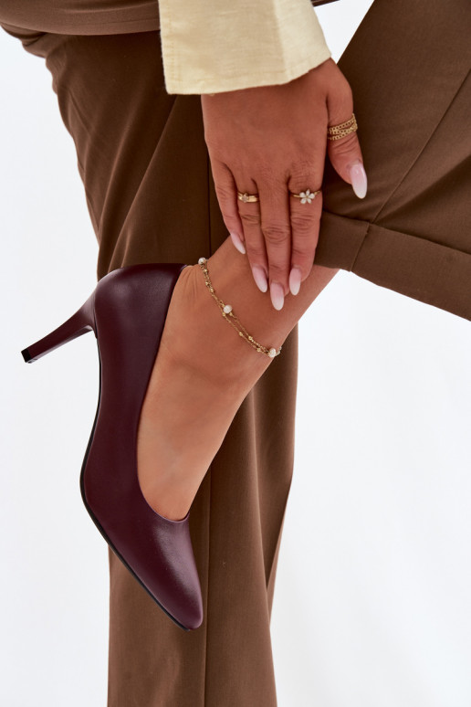 Szpilki Eko Skórzane Sergio Leone 1336 Bordowe