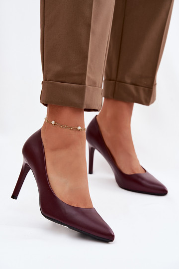 Eco Leather Heels Sergio Leone 1339 Burgundy 2