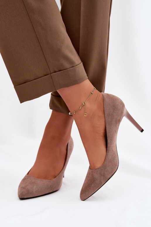 Eco Suede Heels Sergio Leone 1339 Light Brown