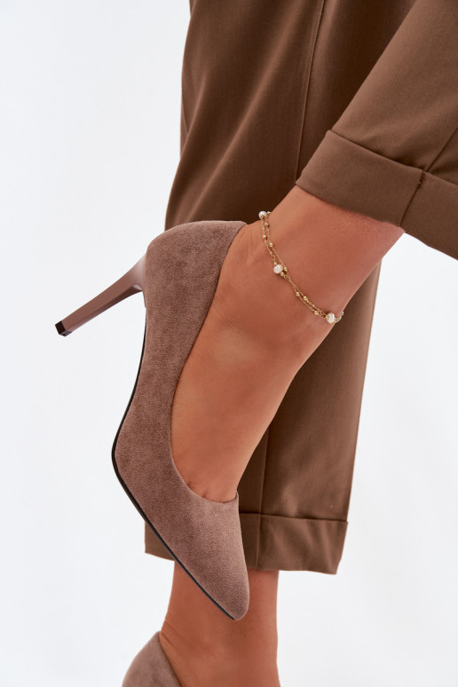 Eco Suede Heels Sergio Leone 1339 Light Brown