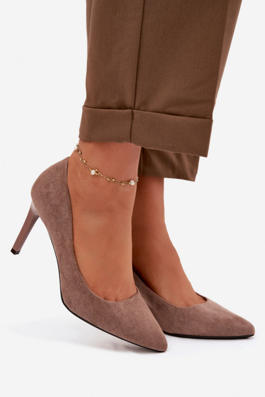 Eco Suede Heels Sergio Leone 1339 Light Brown