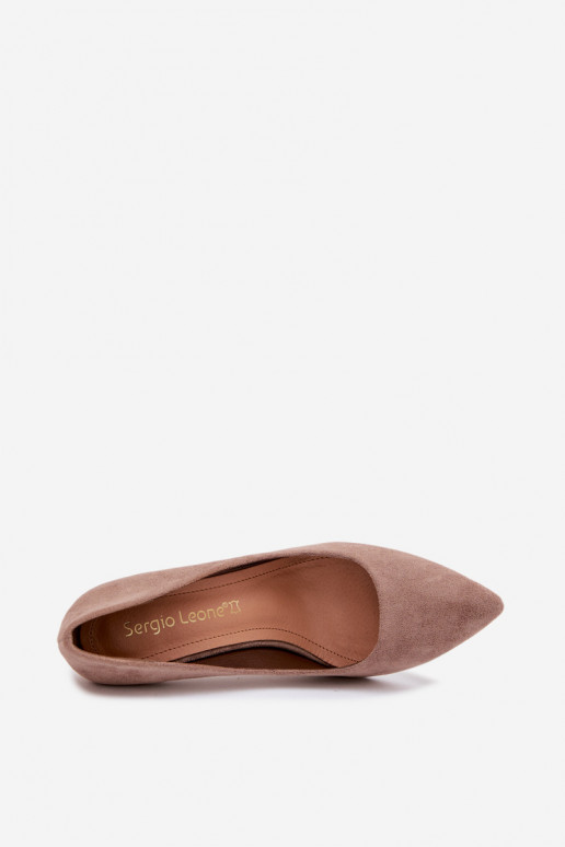 Eco Suede Heels Sergio Leone 1339 Light Brown