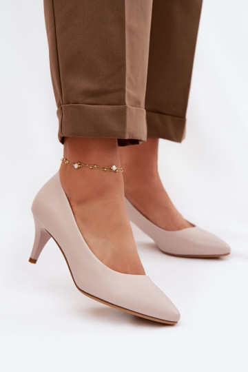 Sergio Leone Eco Leather Light Gray Heeled Shoes