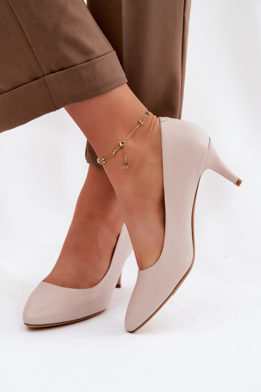 Sergio Leone Eco Leather Light Gray Heeled Shoes