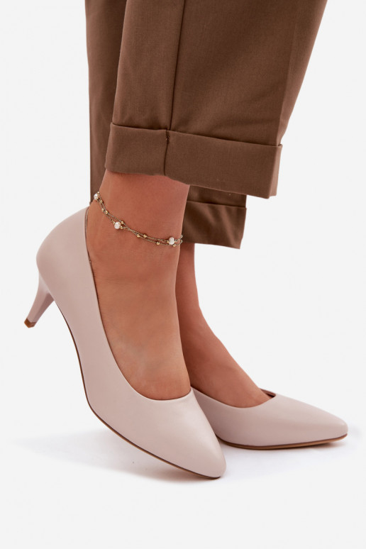 Sergio Leone Eco Leather Light Gray Heeled Shoes