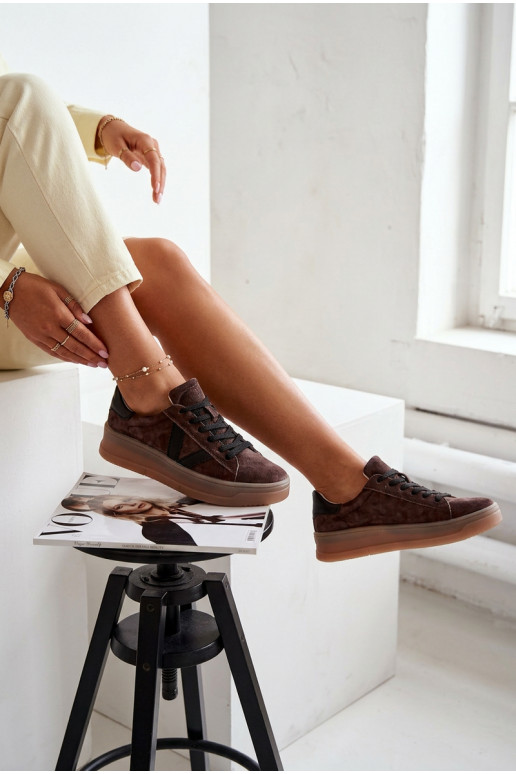 Women's Sneakers Vinceza 79597 on Platform Brown