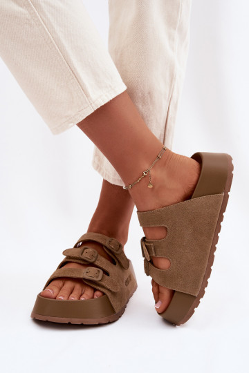 Women's Thick Platform Sandals With Straps Big Star TT274530 Camel