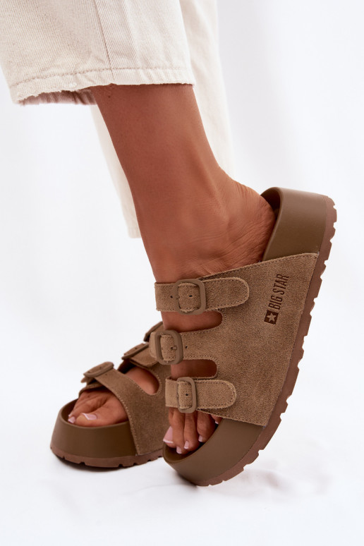 Women's Thick Platform Sandals With Straps Big Star TT274530 Camel