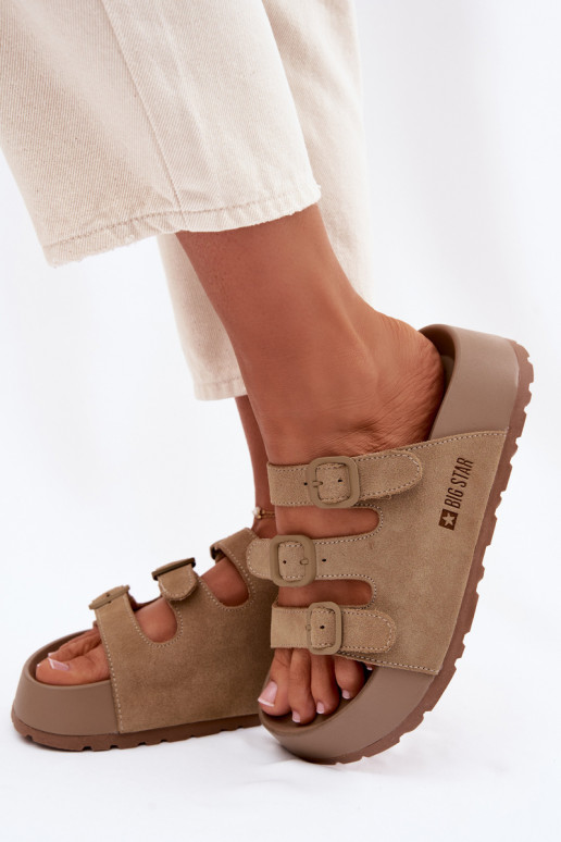 Women's Massy Platform Slides With Straps Big Star Beige