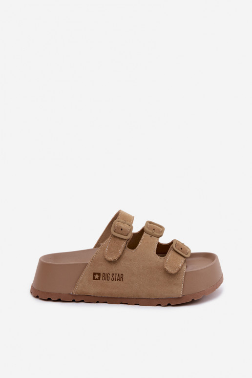 Women's Massy Platform Slides With Straps Big Star Beige