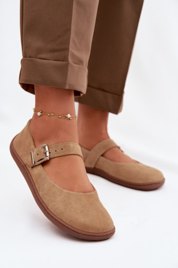 Barefoot Flat Shoes Zazoo 316 in Natural Suede Beige 2