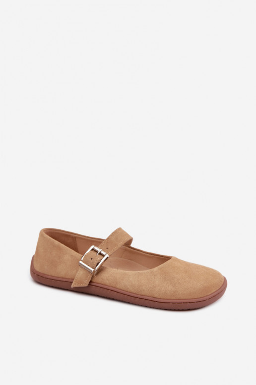 Baleriny BarefootwithNaturalnego Zamszu Zazoo 316 Beżowe