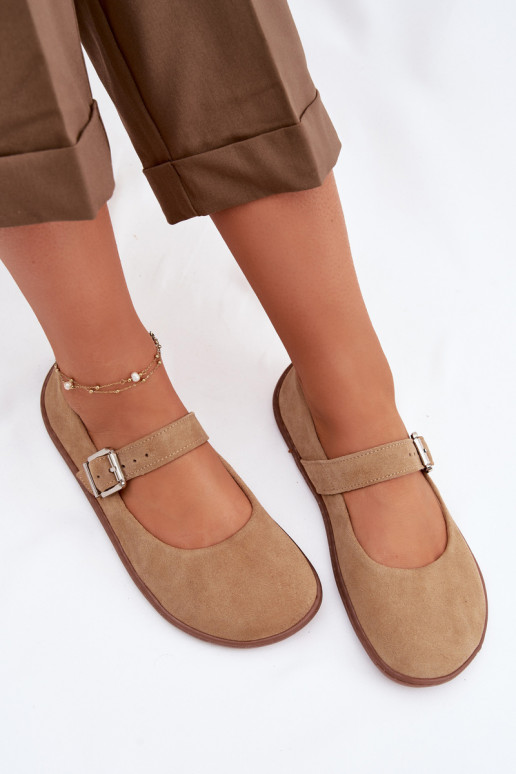 Barefoot Flat Shoes Zazoo 316 in Natural Suede Beige