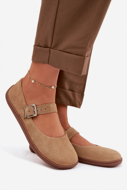 Baleriny BarefootwithNaturalnego Zamszu Zazoo 316 Beżowe