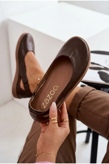 Leather Ballerinas Barefoot Zazoo 10217 Chocolate 2