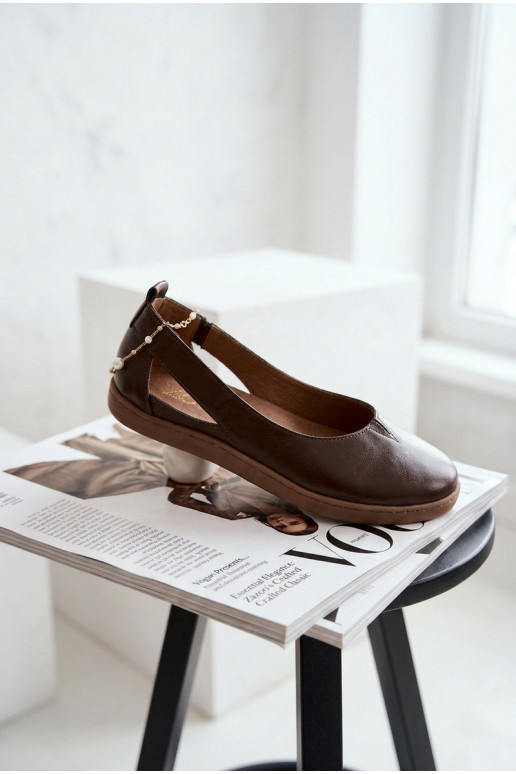 Leather Ballerinas Barefoot Zazoo 10217 Chocolate