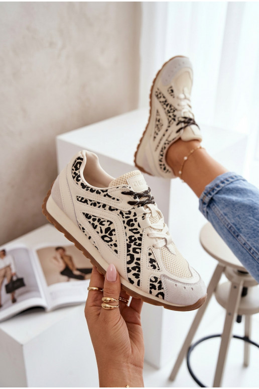 Skórzane Zamszowe Sneakersy Damskie Big Star TT274549 Beżowe