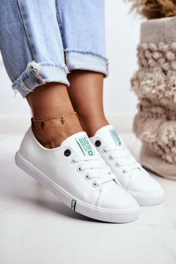 Women's Leather Sneakers Big Star GG274006 White-Green