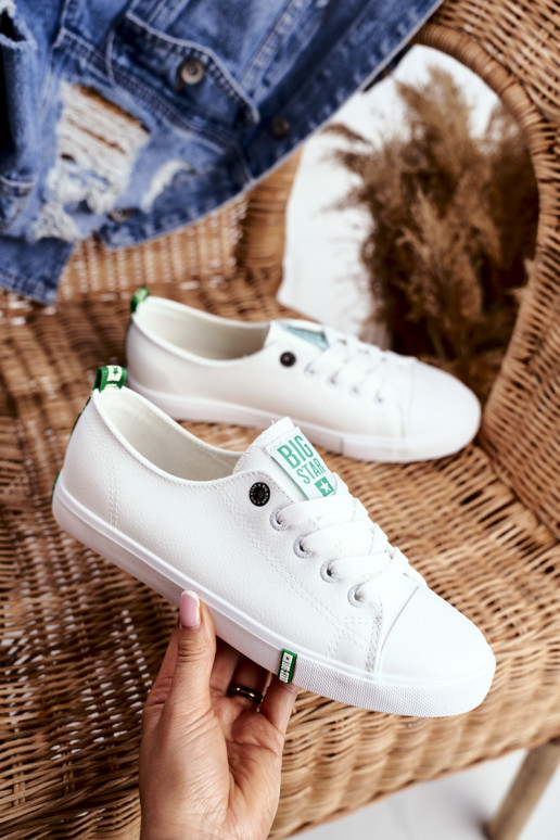 Women's Leather Sneakers Big Star GG274006 White-Green
