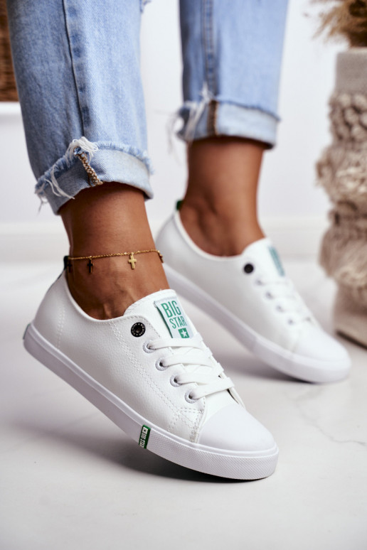 Women's Leather Sneakers Big Star GG274006 White-Green
