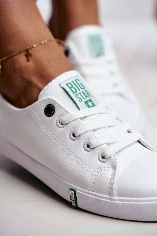 Women's Leather Sneakers Big Star GG274006 White-Green