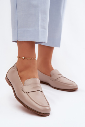 Vinceza Genuine Leather Loafers Beige 2