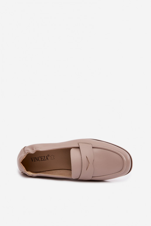 Vinceza Genuine Leather Loafers Beige