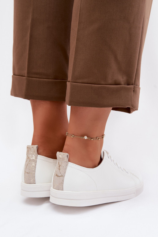 Skórzane Trampki Damskie Vinceza 79536 Białe