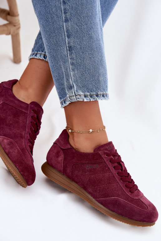 SneakersywithNaturalnego Zamszu Big Star TT274227 Bordowe