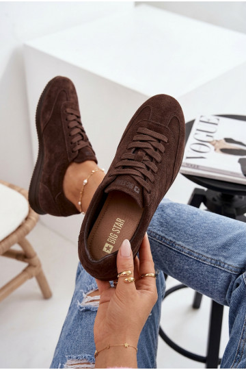 SneakersywithNaturalnego Zamszu Big Star TT274226 Czekoladowe