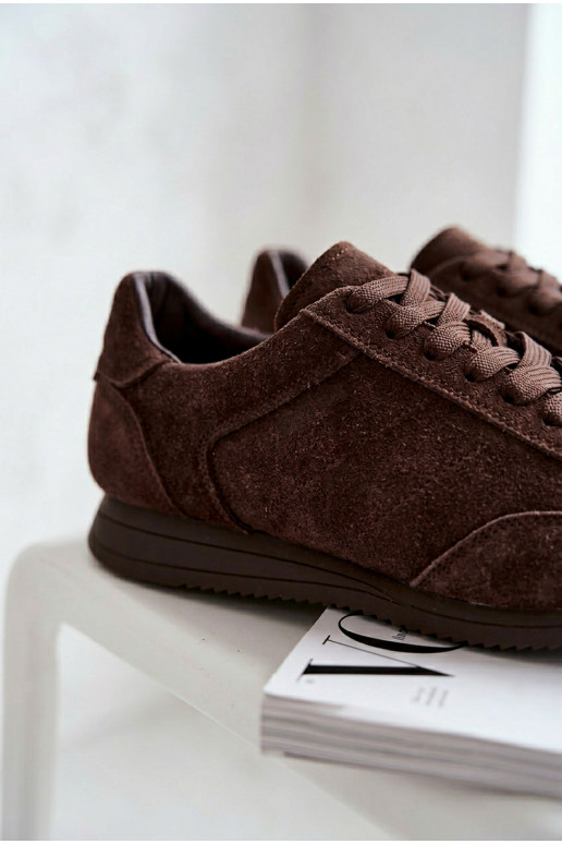 SneakersywithNaturalnego Zamszu Big Star TT274226 Czekoladowe