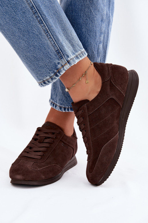SneakersywithNaturalnego Zamszu Big Star TT274226 Czekoladowe
