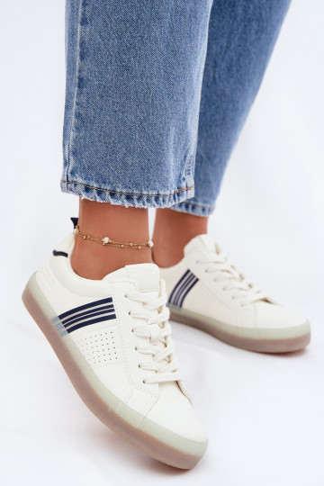 Eko Skórzane Sneakersy Damskie Big Star TT274306 Białe 2