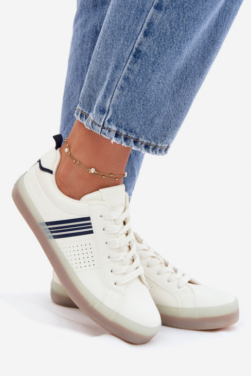 Eko Skórzane Sneakersy Damskie Big Star TT274306 Białe